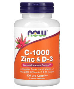 NOW Foods, Zinc C-1000 and D-3, 100 Vegetarian Capsules
